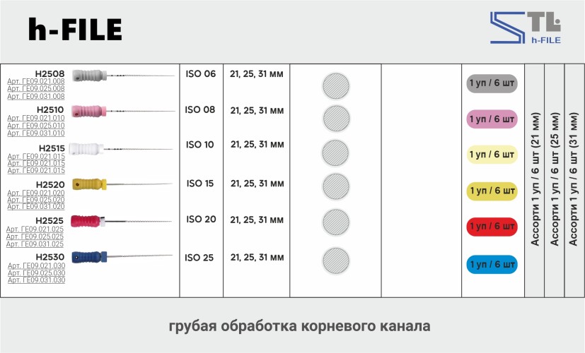 Н-файл 21мм, ассорти №08-30 (6шт), Geosoft / Россия-Израиль